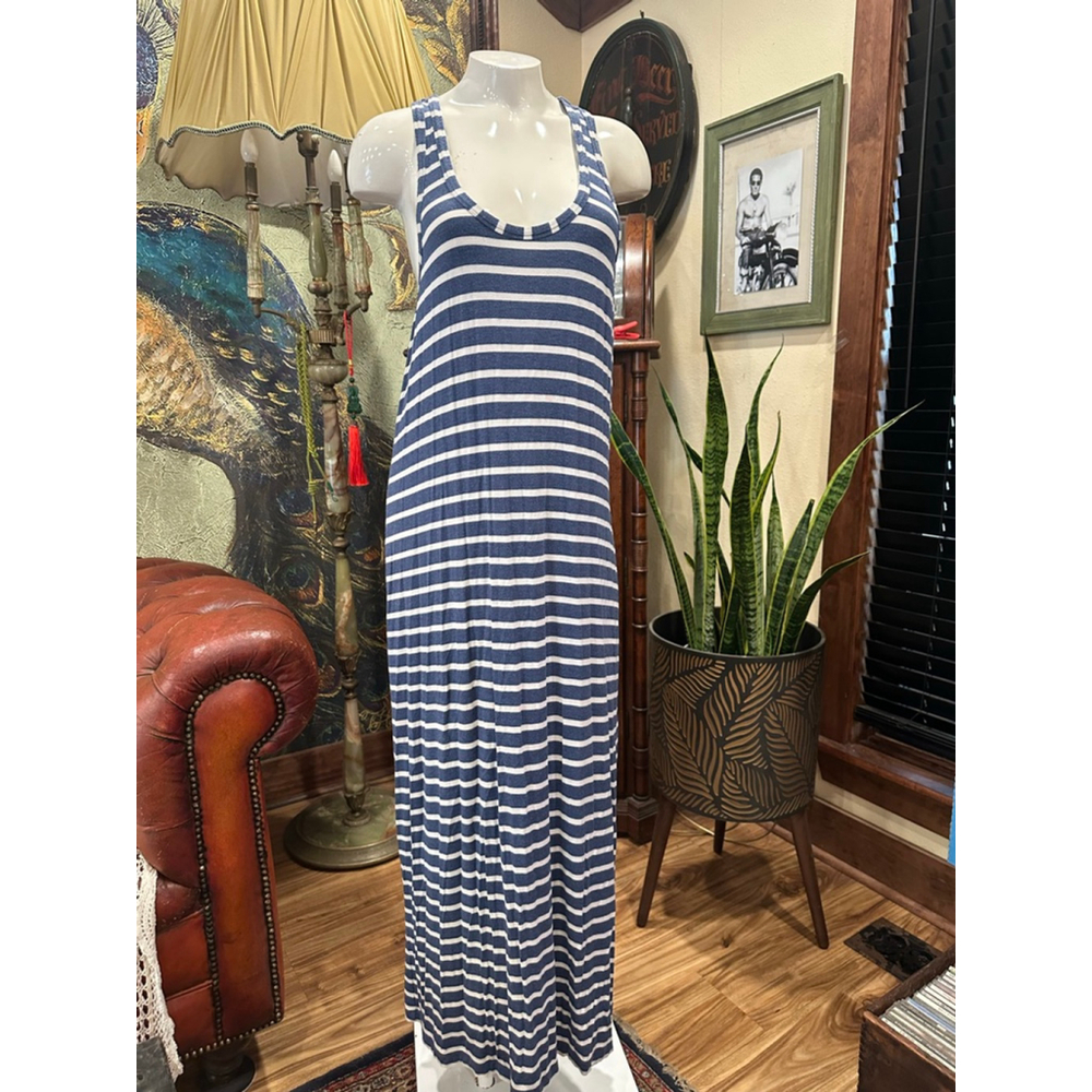 J.Crew Blue and White Striped Maxi Dress Women's M - Picture 2 of 6